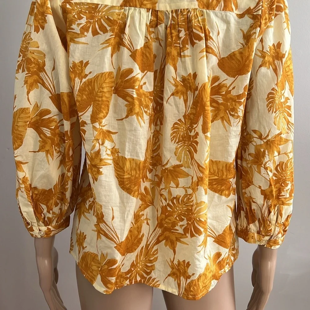 Banana Republic Cotton Floral Blouse Yellow Size S - Picture 9 of 12